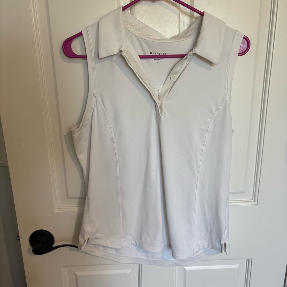Athleta Advantage Sleeveless Polo 1/4 button Collared Top Shirt Tank Activewear